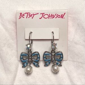 BETSEY JOHNSON - NWT Anchors Away Blue & White Striped Bow Dangle Earrings